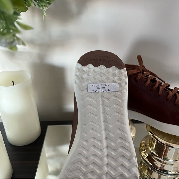 Cole Haan Grand Pro Tennis brown leather and white sole sneakers - Picture 4 of 8